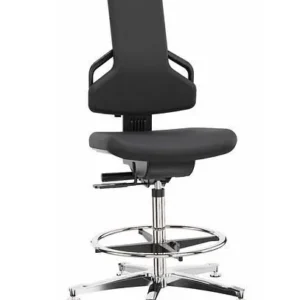 Chaise de travail Dauphin Privilégié revêtement tissu noir piètement aluminium patins repose-pieds 266-916 acheter à bas prix