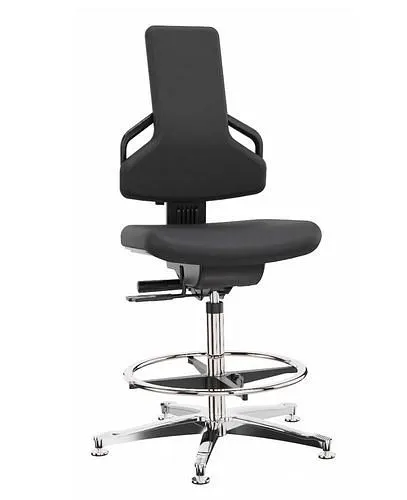 Chaise de travail Dauphin Privilégié revêtement tissu noir piètement aluminium patins repose-pieds 266-916 acheter à bas prix