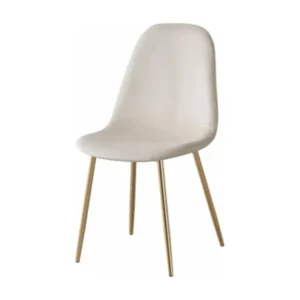 Chaise velours et pieds acier doré Ruka - Lot de 6-Couleur Beige net