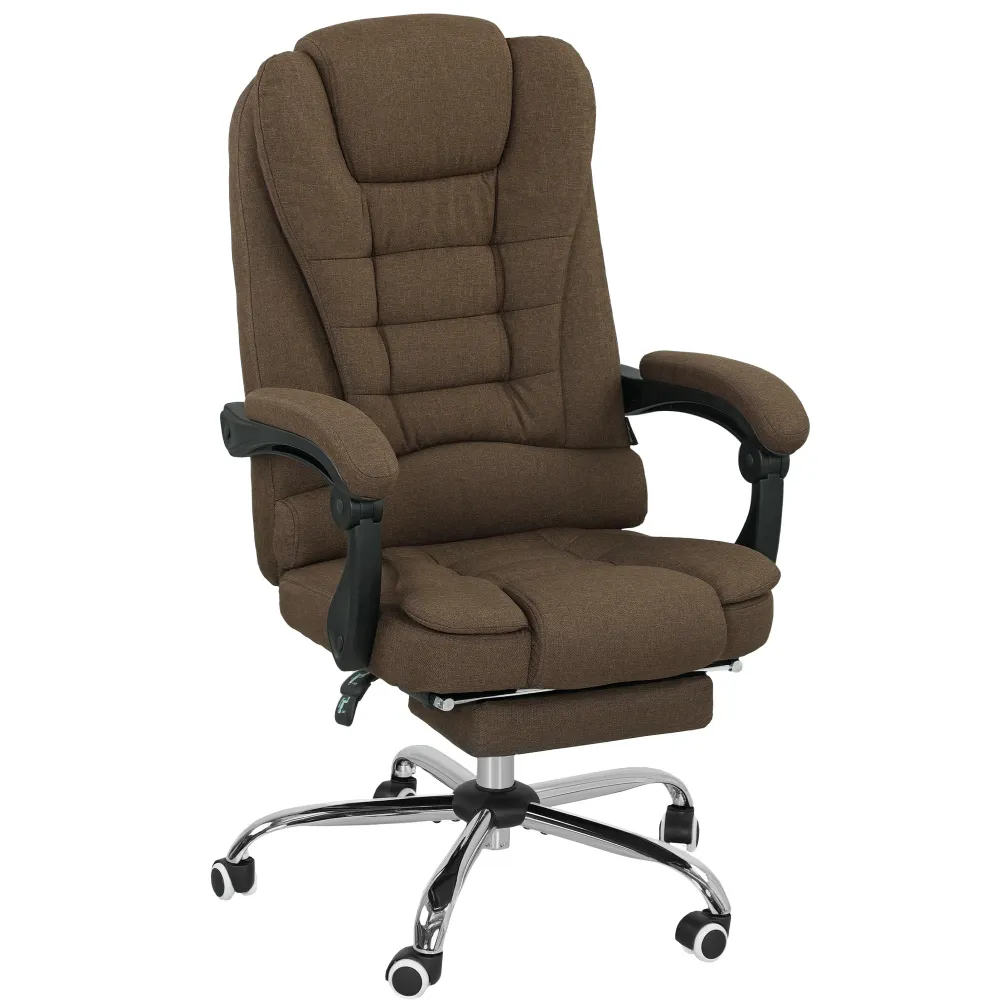 Fauteuil de bureau, chaise de bureau ergonomique avec hauteur réglable, dossier inclinable et repose-pied, tissu aspect li...
