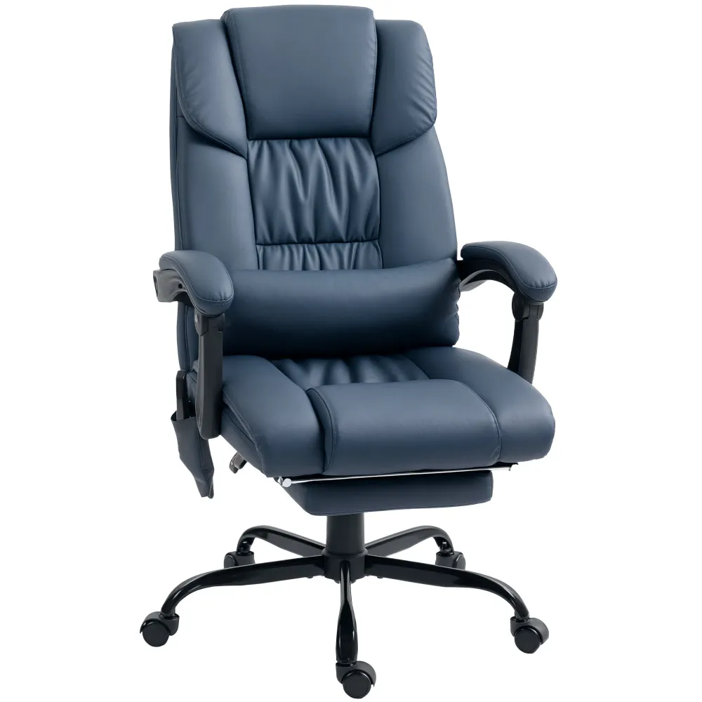 Fauteuil de bureau massant avec repose-pieds, chaise de bureau, chaise ergonomique, hauteur réglable, dossier inclinable e...