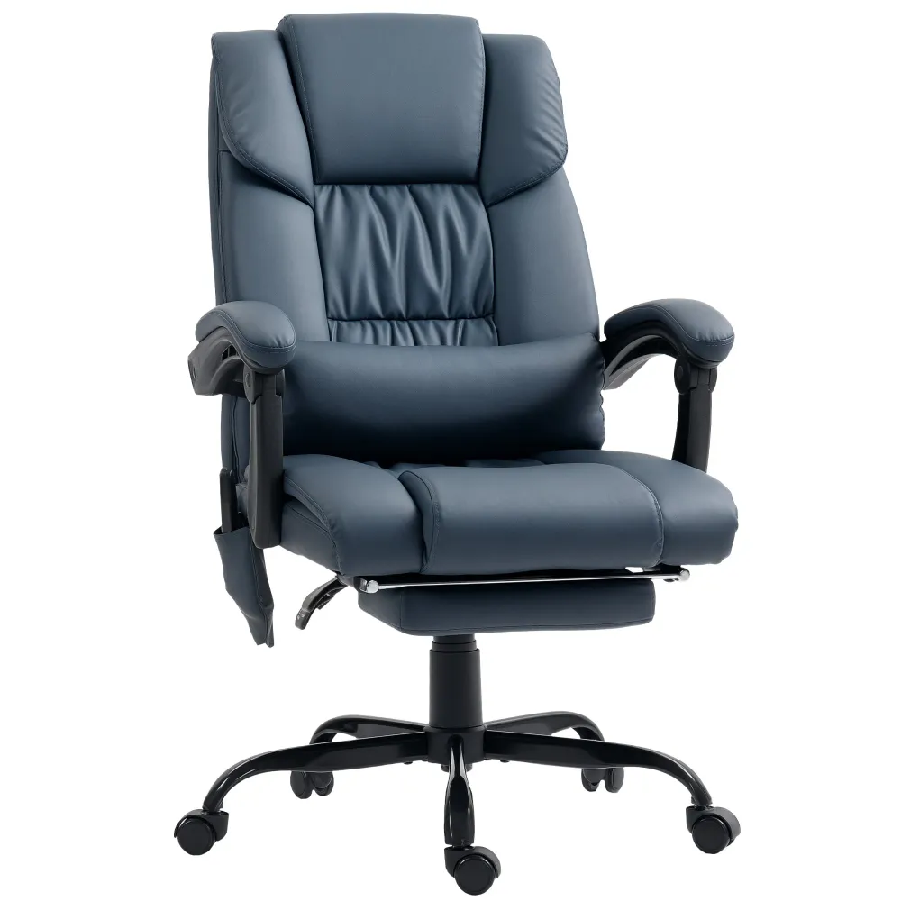 Fauteuil de bureau massant avec repose-pieds, chaise de bureau, chaise ergonomique, hauteur réglable, dossier inclinable e...