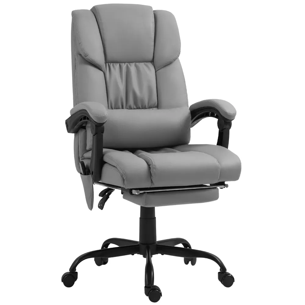Fauteuil de bureau massant avec repose-pieds, chaise de bureau, chaise ergonomique, hauteur réglable, dossier inclinable e...