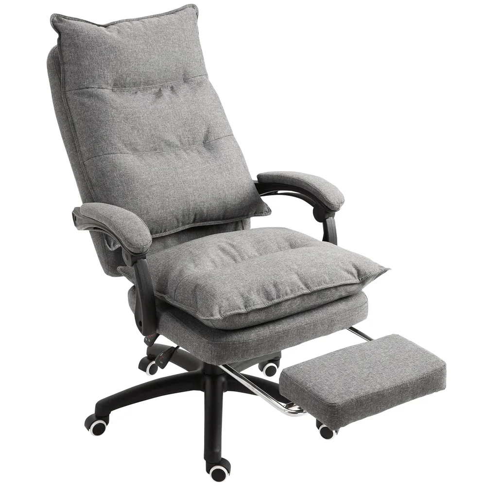 Fauteuil de bureau massant, chaise de bureau, chaise ergonomique avec hauteur réglable, dossier inclinable, repose-pied in...