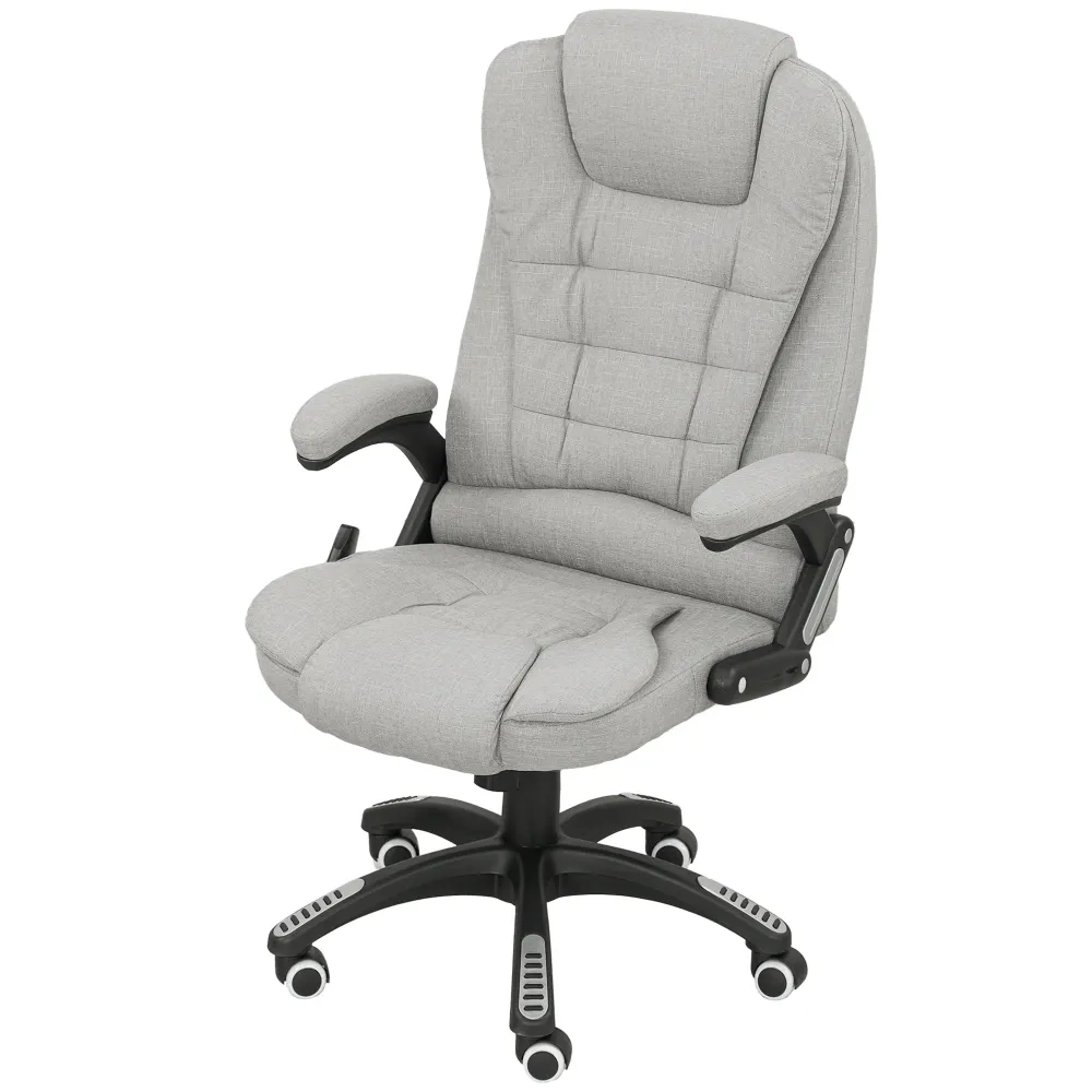 Fauteuil de bureau massant et chauffant, chaise de bureau, chaise ergonomique avec hauteur réglable, dossier inclinable et...