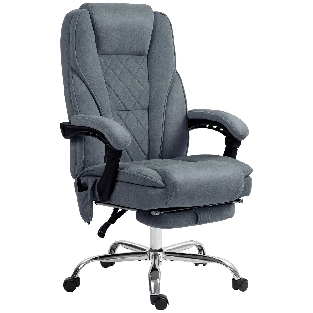 Fauteuil de bureau massant et chauffant chaise de bureau chaise ergonomique avec hauteur réglable dossier inclinable téléc...