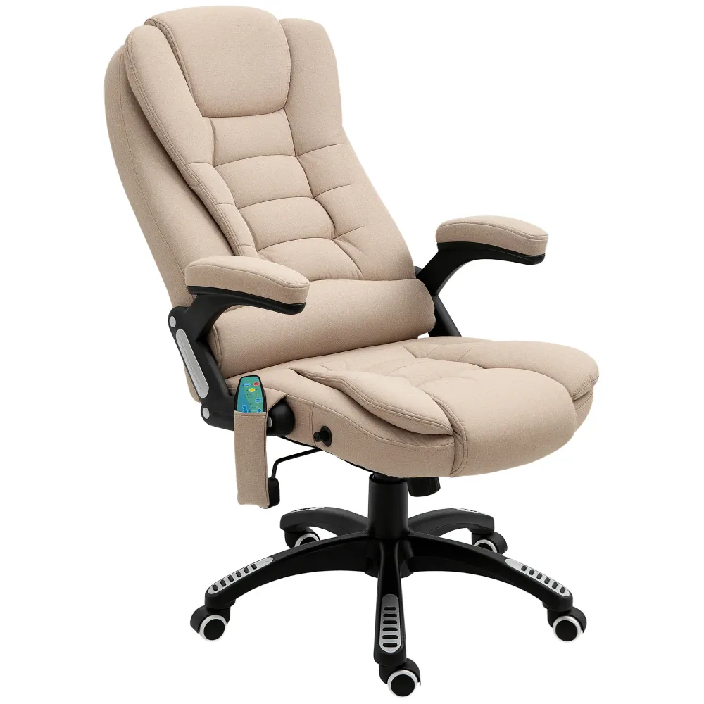 Fauteuil de bureau massant et chauffant, chaise de bureau, chaise ergonomique avec hauteur réglable, dossier inclinable et...
