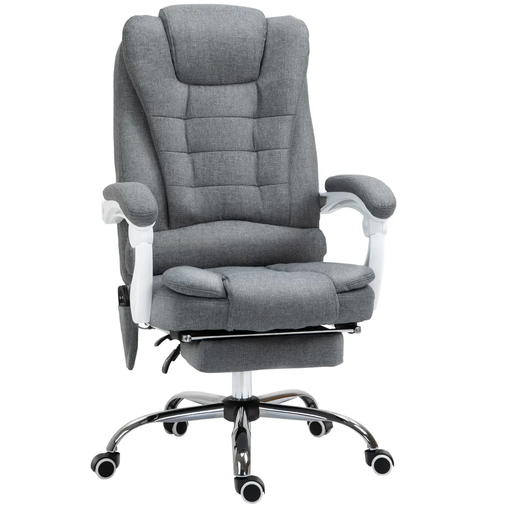 Fauteuil de bureau massant et chauffant, chaise de bureau, chaise ergonomique avec hauteur réglable, dossier inclinable et...