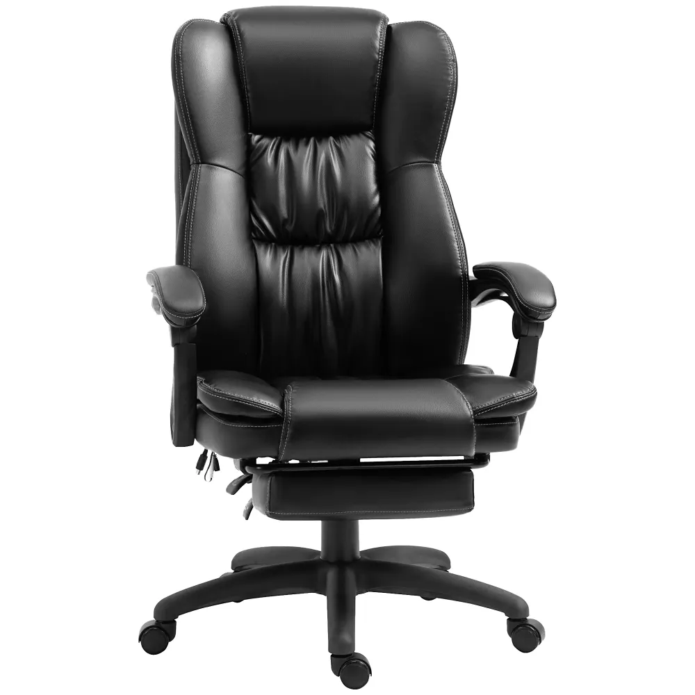Fauteuil de bureau massant par vibrations, chaise de bureau ergonomique avec repose-pieds rétractable, hauteur réglable, d...