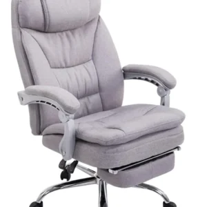 Fauteuil de bureau sur roulettes XL charge max 160 kg avec repose-pied ajustable assise en tissu gris 10_0002783