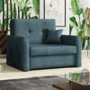 Fauteuil Columbus 104, Bleu clair, 85x103x98cm, Tapisserie, Pieds: Métal