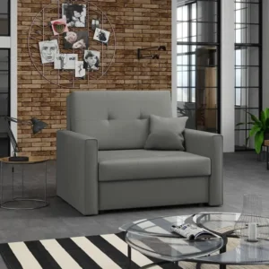 Fauteuil Columbus 104, Gris, 85x103x98cm, Tapisserie, Pieds: Métal