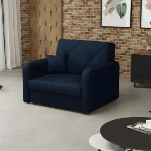 Fauteuil Columbus 167, Bleu, 85x103x98cm, Tapisserie, Pieds: Métal