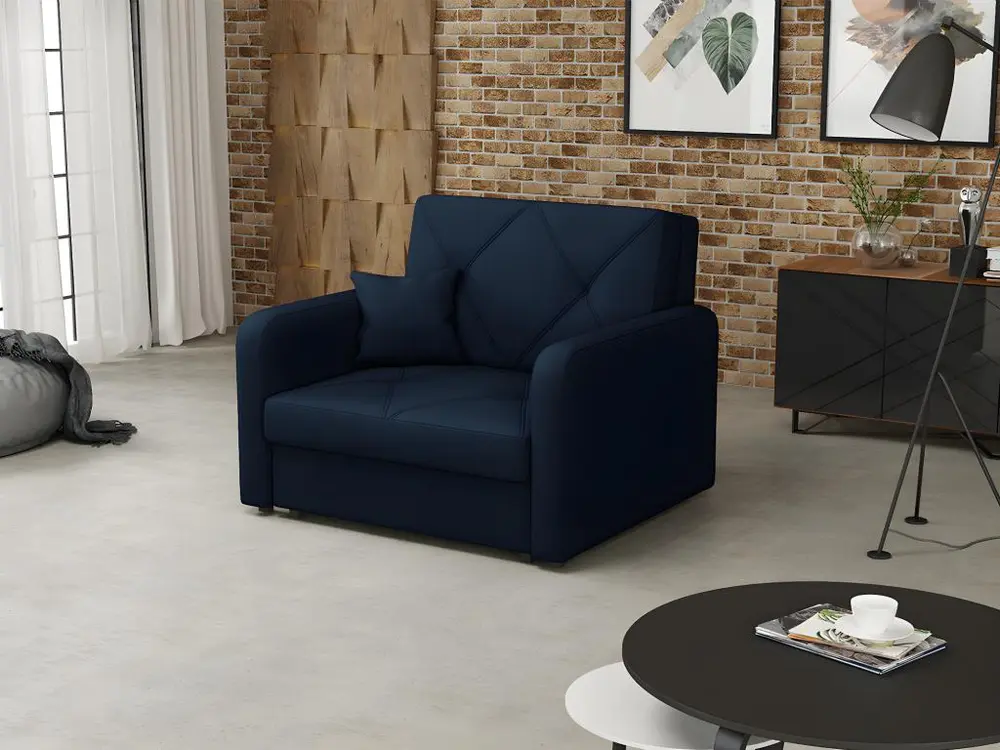 Fauteuil Columbus 167, Bleu, 85x103x98cm, Tapisserie, Pieds: Métal
