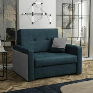 Fauteuil Columbus 173, Bleu, 86x110x98cm, Tapisserie, Pieds: Métal