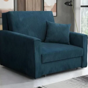 Fauteuil Columbus 190, Bleu, 85x103x98cm, Tapisserie, Pieds: Métal