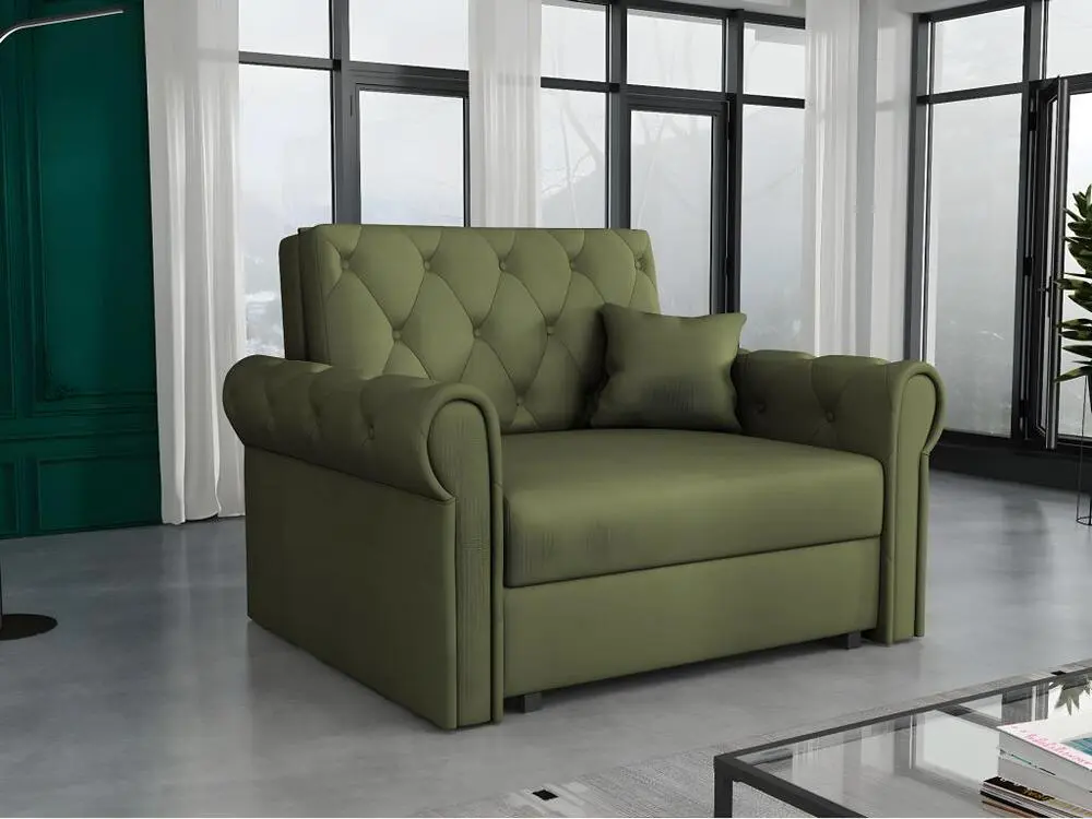 Fauteuil Columbus 200, Vert, 85x116x98cm, Tapisserie, Pieds: Métal