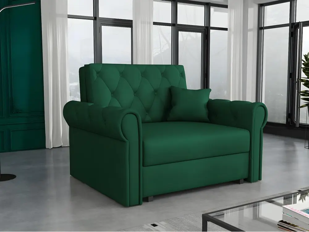 Fauteuil Columbus 200, Vert, 85x116x98cm, Tapisserie, Pieds: Métal