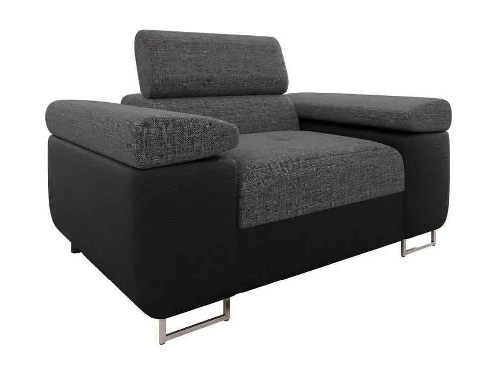 Fauteuil Comfivo S106, Gris, 70x134x102cm, Faux cuir + Tapisserie, Pieds: Métal