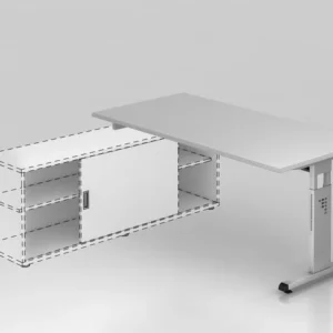 Hammerbacher bureau de plus pied en T 160x80cm gris/argent hauteur de travail réglable à 72cm 75cm 78cm VOSE16/5/S acheter...