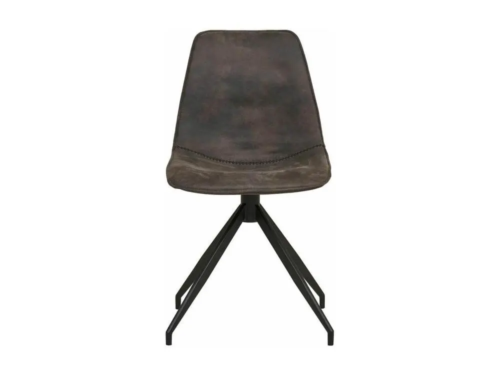 JACOB - Lot de 6 Chaises Tissu Microfibre Gris obscur Pied Pivotant Métal Noir