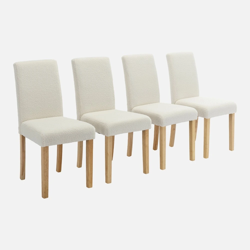 Lot de 4 chaises rita revêtement bouclette pieds en bois d'hévé