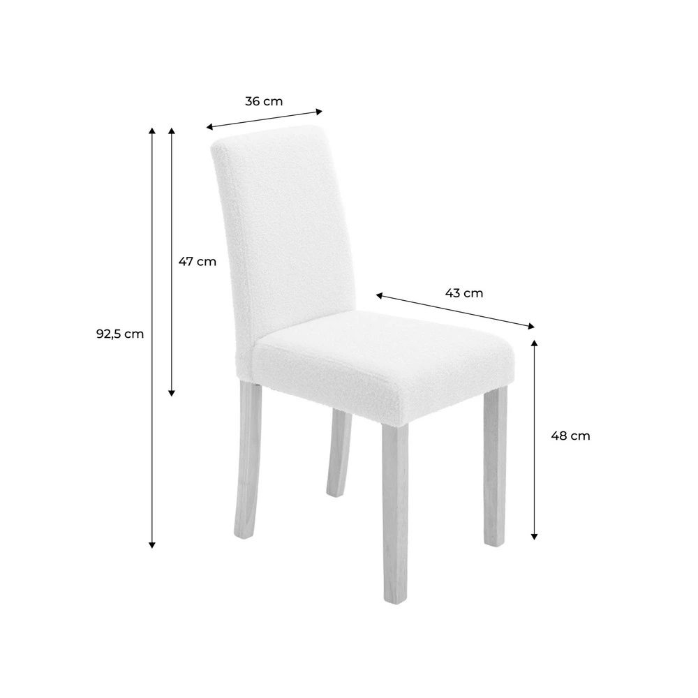 Lot de 4 chaises rita revêtement bouclette pieds en bois d'hévé