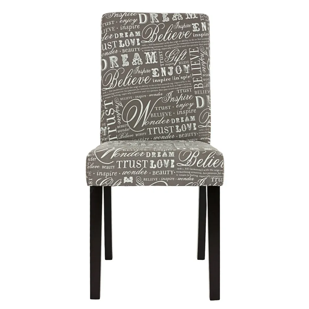 Lot de 6 chaises de salle à manger en tissu imprimé gris pieds foncés CDS04220