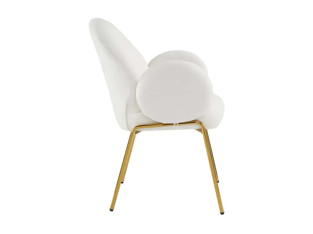 Lot de 6 Chaises en tissu de teddy avec pieds dorés - Blanc