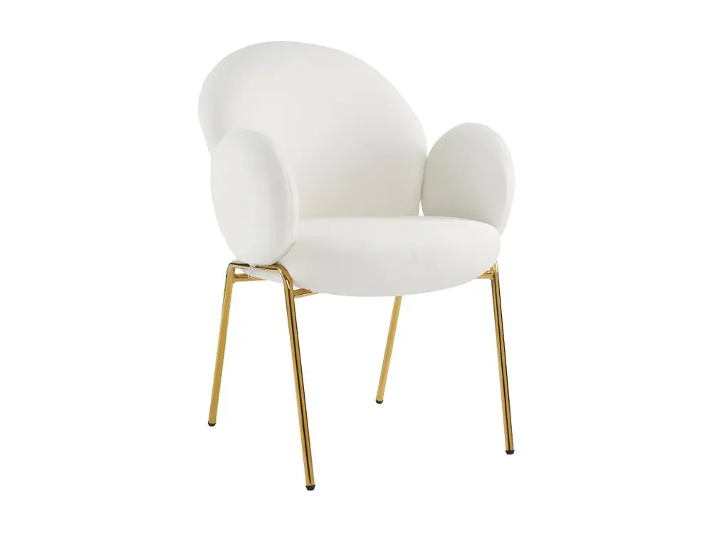 Lot de 6 Chaises en tissu de teddy avec pieds dorés - Blanc