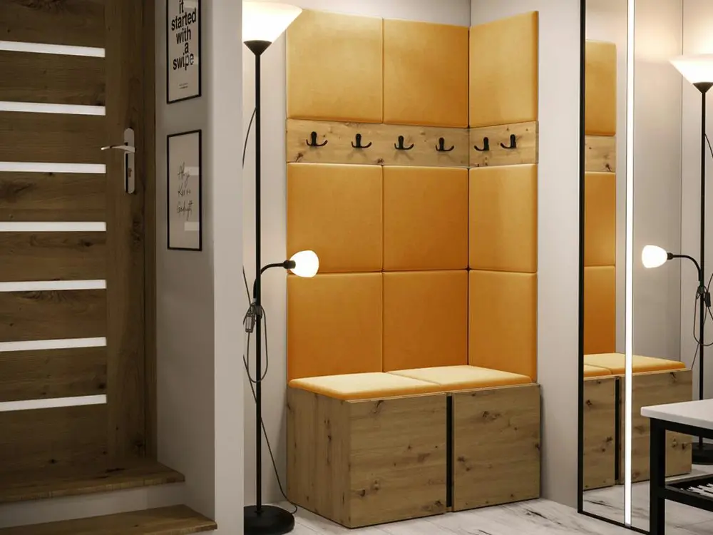Meuble d'entrée Hartford 264, 186x84x46cm, Chêne Traditionnel, Tapisserie|Stratifié
