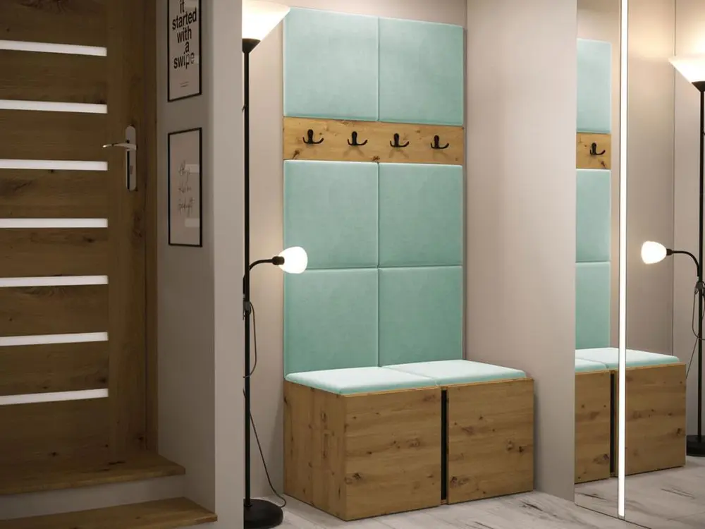 Meuble d'entrée Hartford 267, 186x84x46cm, Chêne Fait main, Tapisserie|Stratifié
