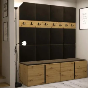 Meuble d'entrée Hartford 268, 186x168x46cm, Marron|Chêne Fait main, Tapisserie|Stratifié