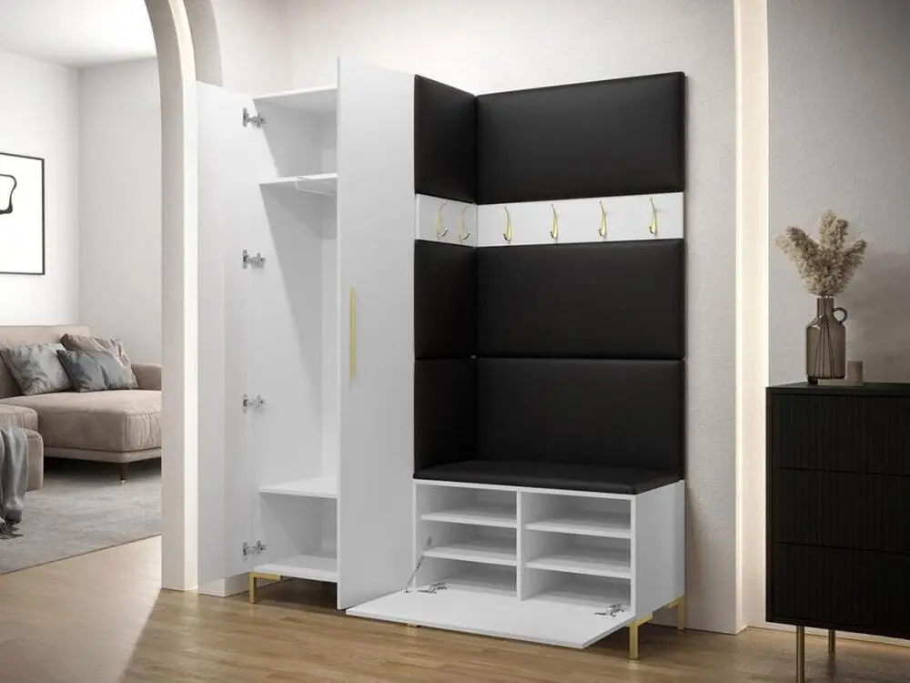Meuble d'entrée Hartford F100, 196x158x44cm, Craft chêne, Stratifié|Tapisserie