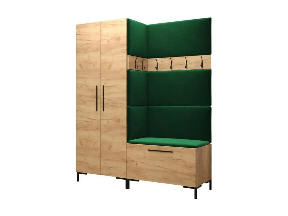 Meuble d'entrée Hartford F100, 196x158x44cm, Craft chêne, Stratifié|Tapisserie
