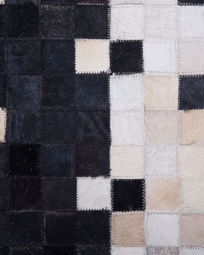 Tapis en cuir 160 x 230 cm noir et naturel ERFELEK
