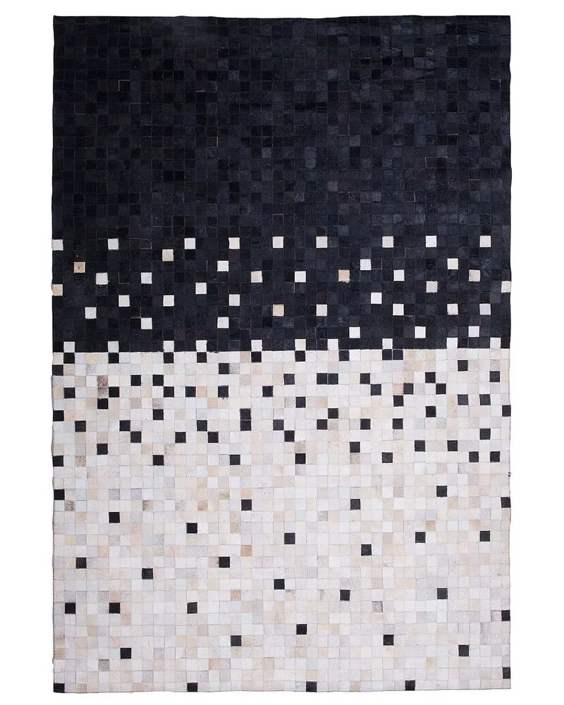 Tapis en cuir 160 x 230 cm noir et naturel ERFELEK