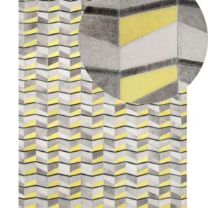 Tapis en cuir gris et jaune 160 x 230 cm BELOREN