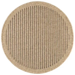 Tapis extérieur rond - 160cm - naturel - 100% polypropylène résistant aux UV - 1400 gr/m2 - KAFÉ