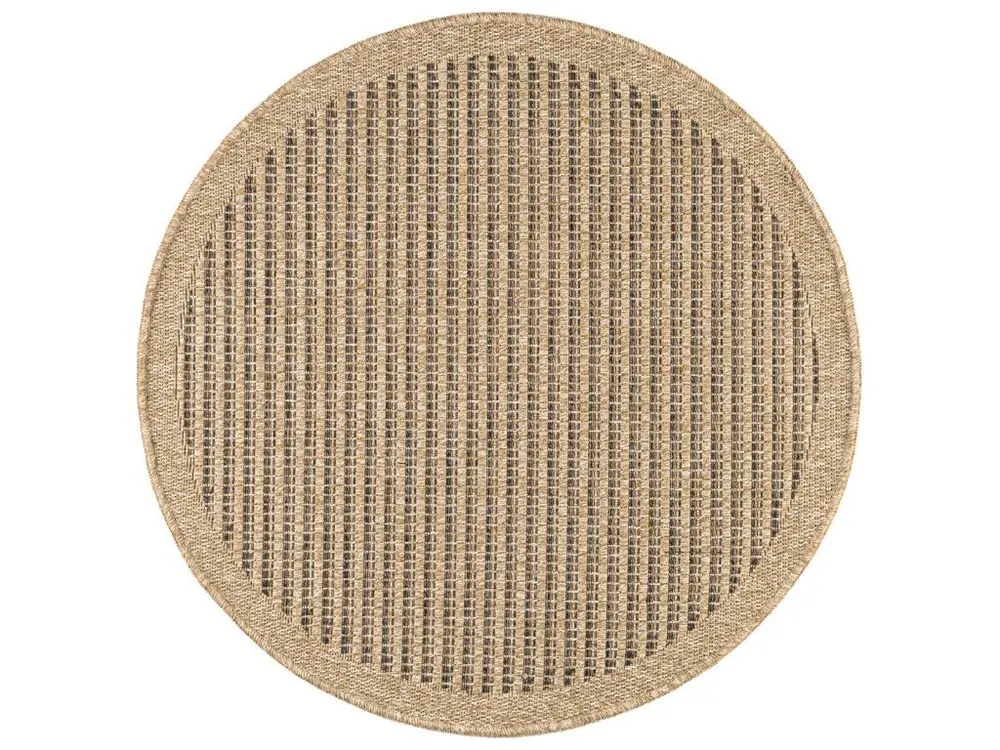 Tapis extérieur rond - 160cm - naturel - 100% polypropylène résistant aux UV - 1400 gr/m2 - KAFÉ