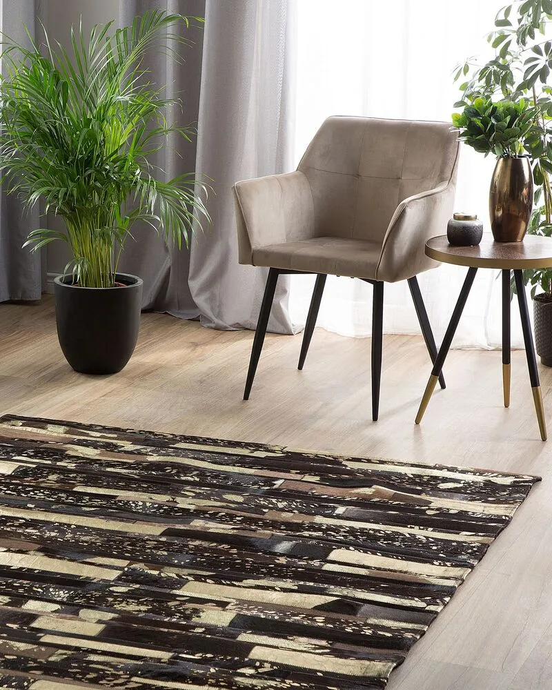 Tapis en peau de vache marron doré 160x230 cm ARTVIN