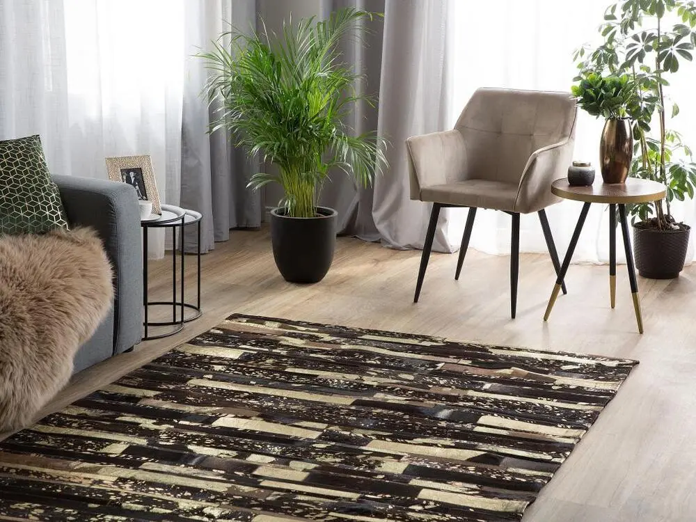 Tapis en peau de vache marron doré 160x230 cm ARTVIN