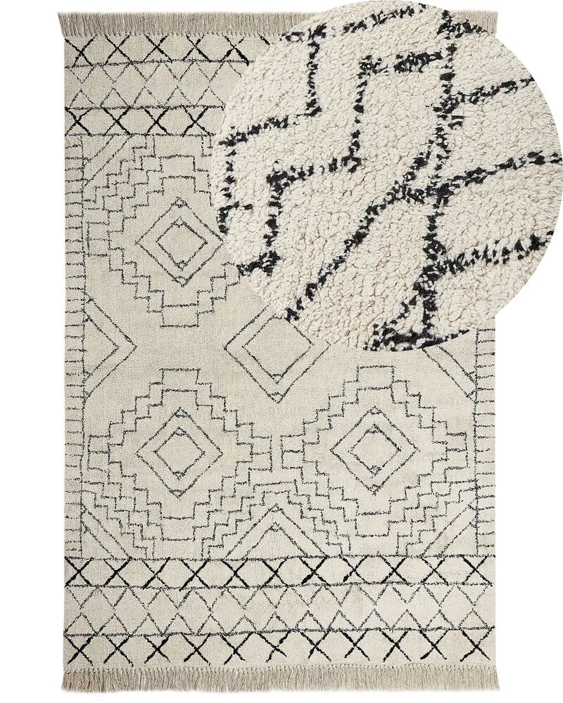 Vloerkleed katoen beige/zwart 160 x 230 cm ZEYNE