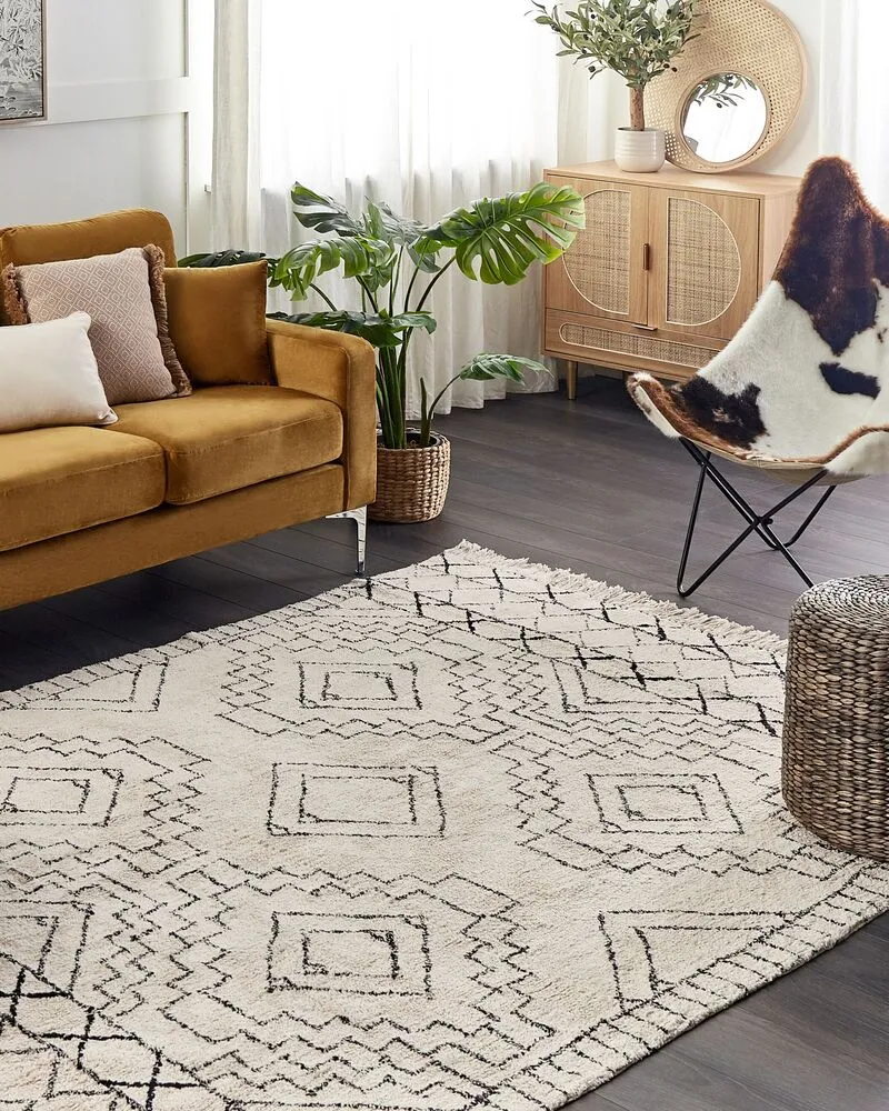 Vloerkleed katoen beige/zwart 160 x 230 cm ZEYNE