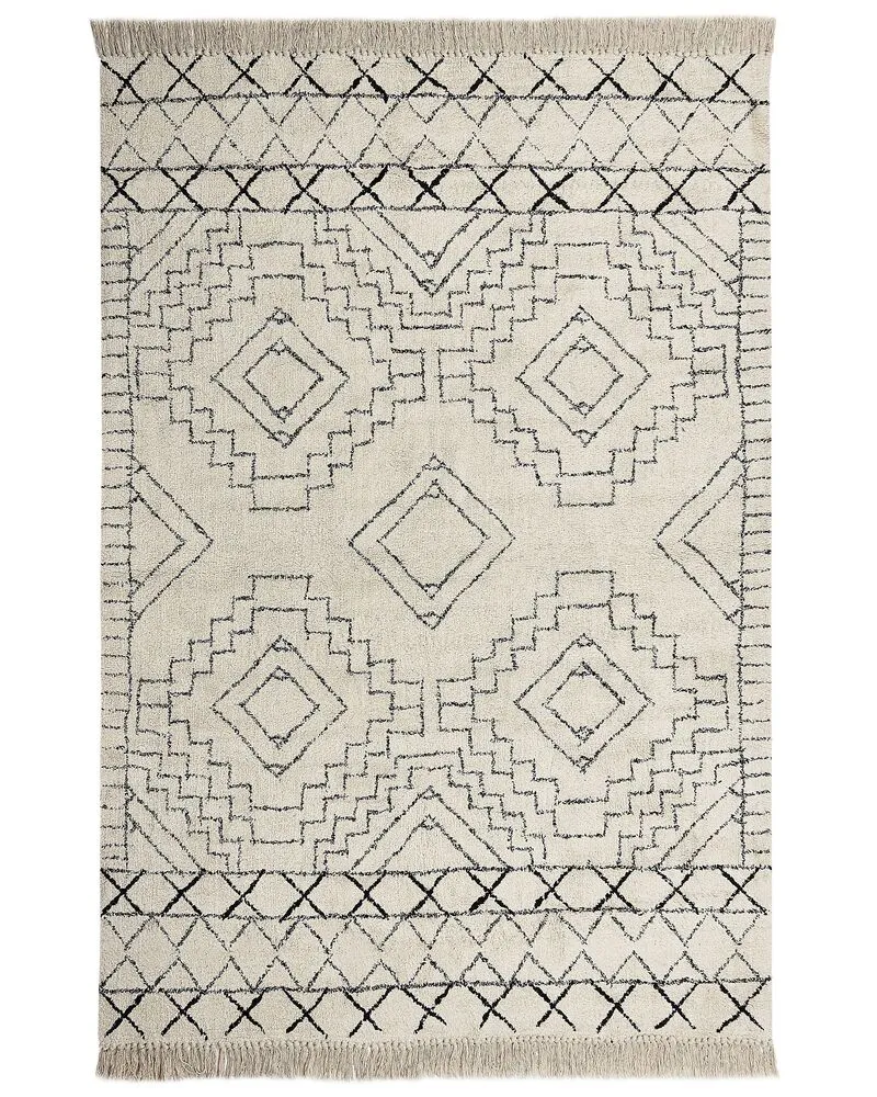 Vloerkleed katoen beige/zwart 160 x 230 cm ZEYNE