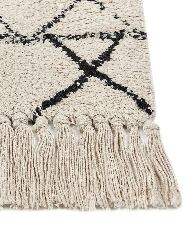 Vloerkleed katoen beige/zwart 160 x 230 cm ZEYNE