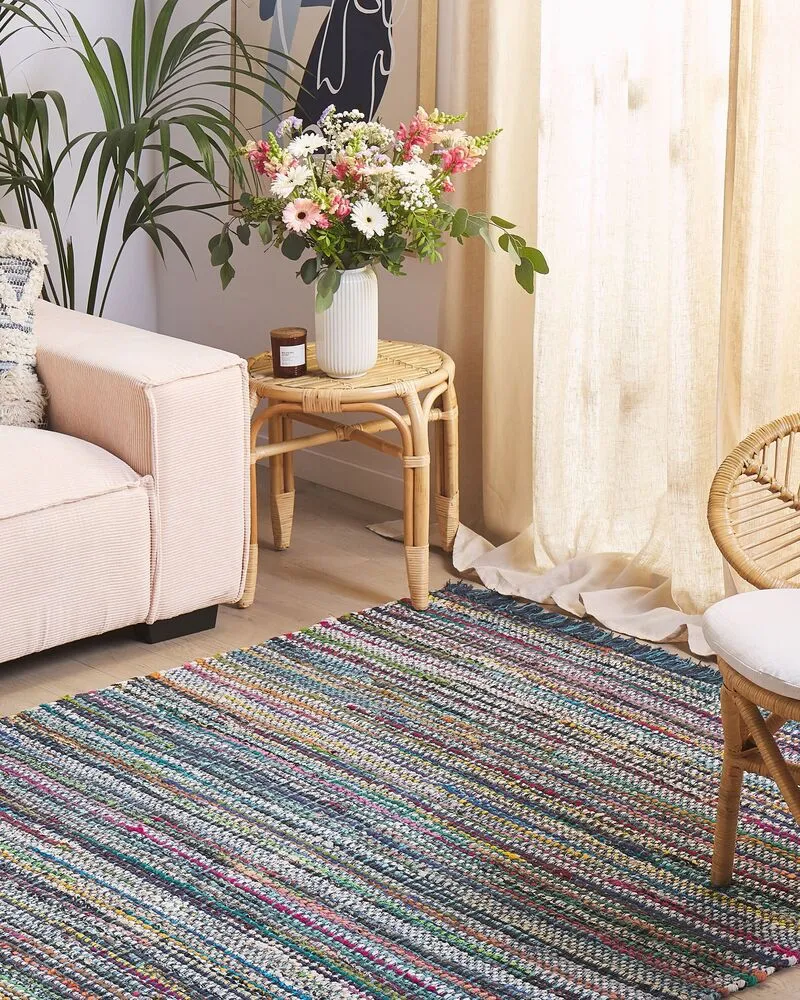 Vloerkleed katoen blauw 160 x 230 cm BESNI