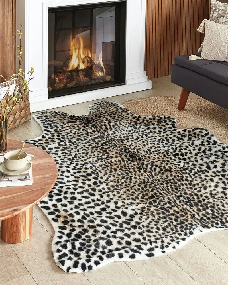 Vloerkleed luipaardprint beige/zwart 150 x 200 cm OSSA