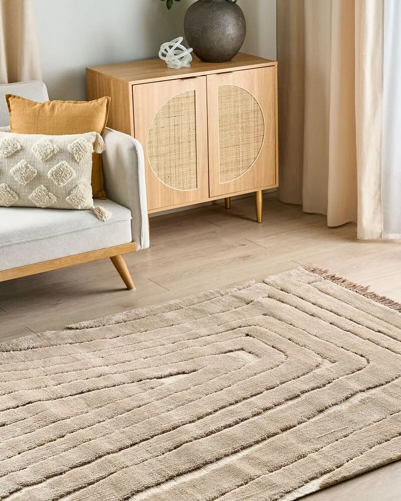 Vloerkleed tissu synthétique beige 160 x 230 SAZOO
