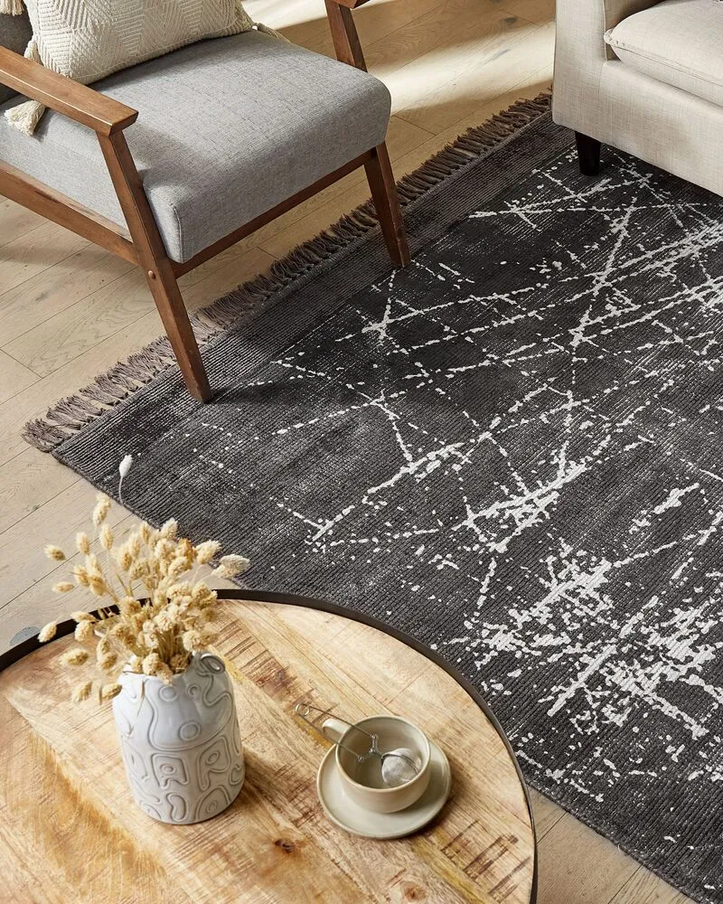 Vloerkleed viscose donkergrijs 160 x 230 cm HANLI